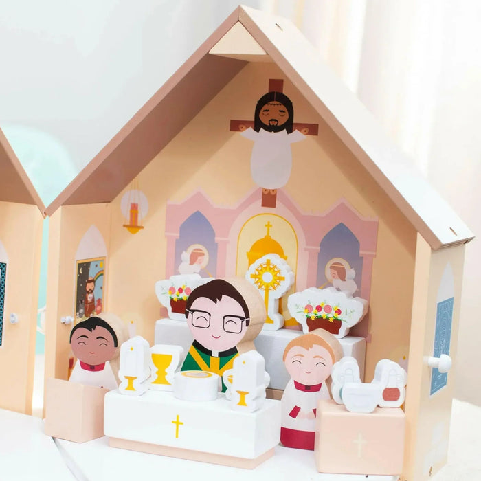 Wooden Catholic Church Playset