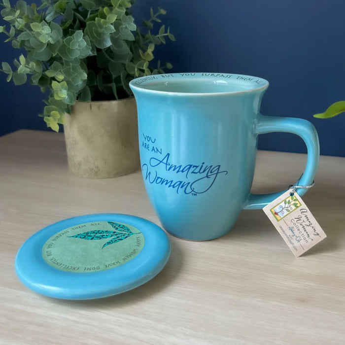 Coaster Mug Blue Amazing Woman