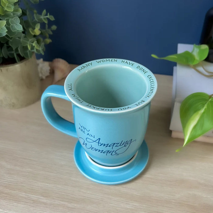 Coaster Mug Blue Amazing Woman