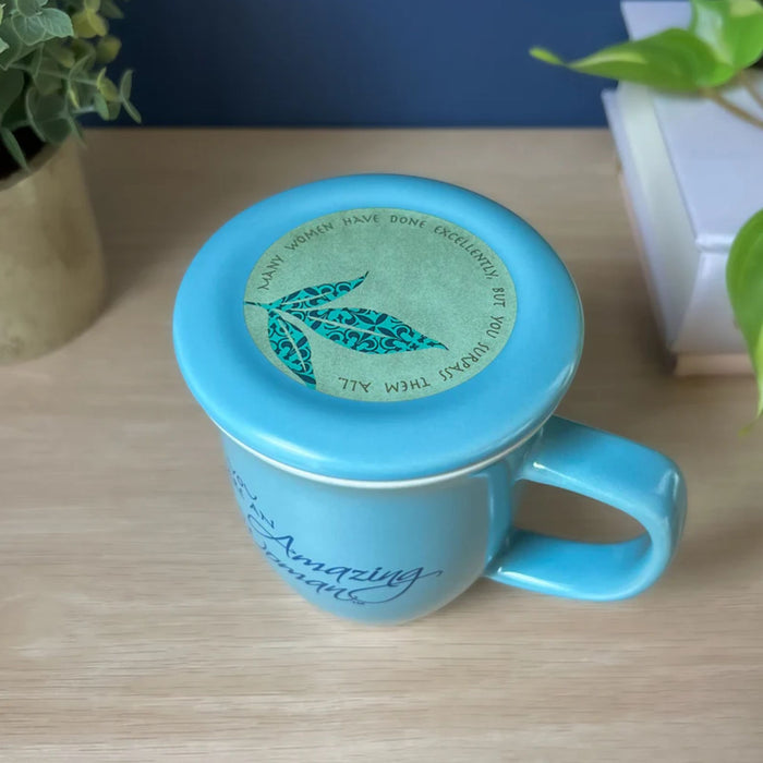 Coaster Mug Blue Amazing Woman