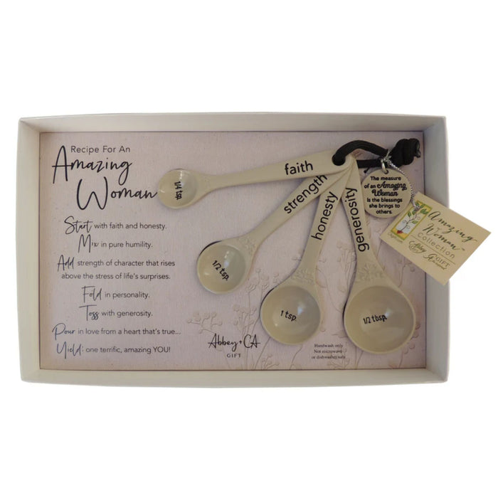 Measuring Spoons White Amazing Woman 4 Piece Set