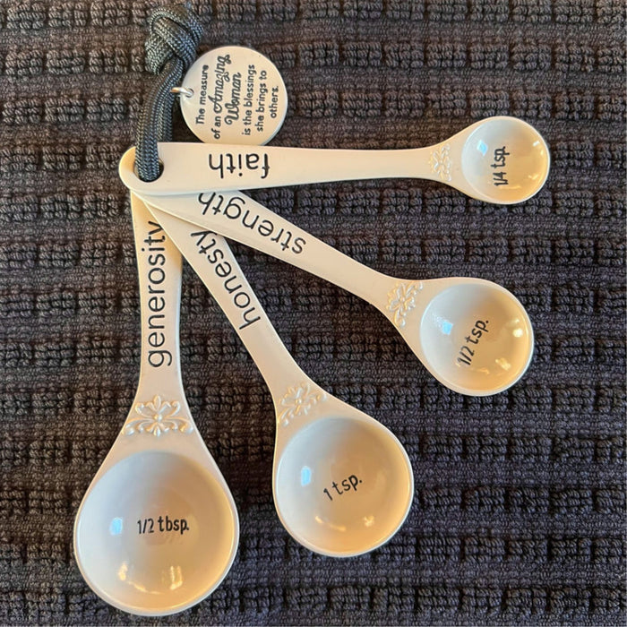 Measuring Spoons White Amazing Woman 4 Piece Set