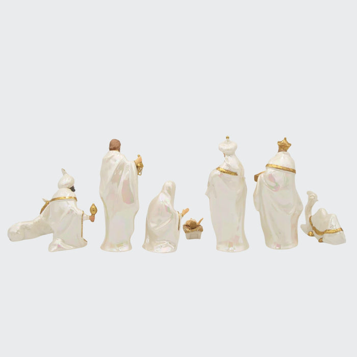 Elegant Iridescent & Gold Porcelain Nativity