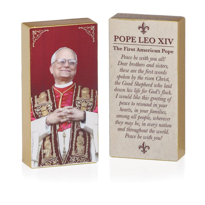 Pope Leo XIV Art Block with Prayer on Back