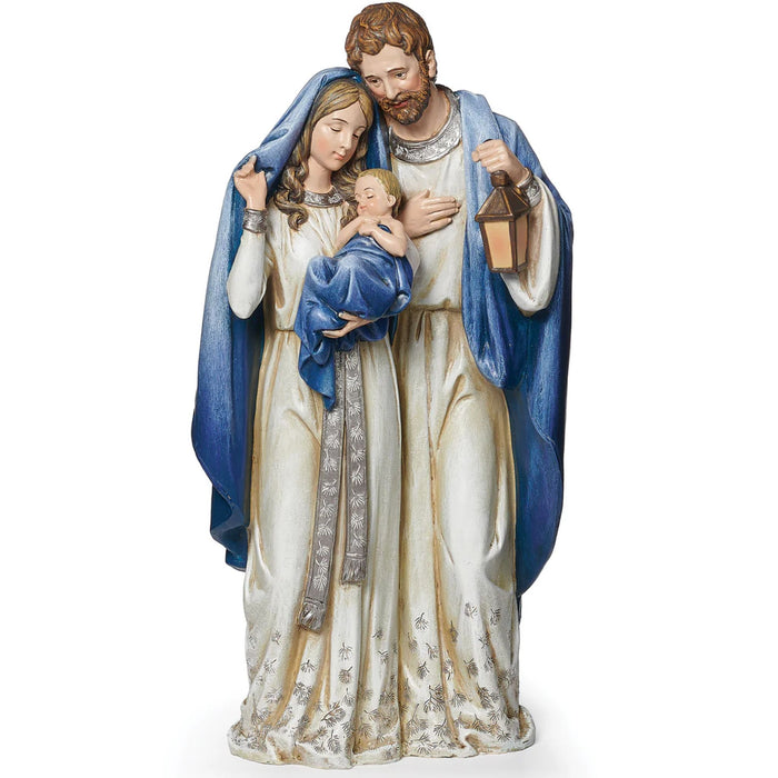 Christmas Holy Family Figure 12.7" Blue, Silver and Sparkle Gems