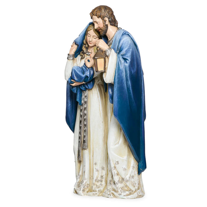 Christmas Holy Family Figure 12.7" Blue, Silver and Sparkle Gems