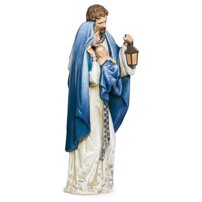 Christmas Holy Family Figure 12.7" Blue, Silver and Sparkle Gems