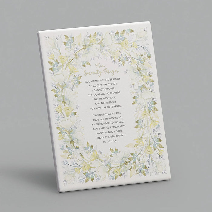Wall Plaque Serenity Prayer with Floral Border 8" High