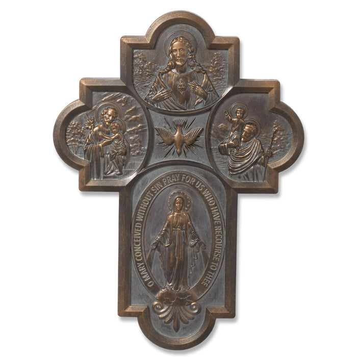 Wall Cross 8.5" Four Way in Bronze