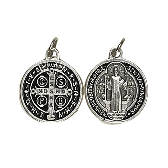 Saint Benedict Black Enameled Medal