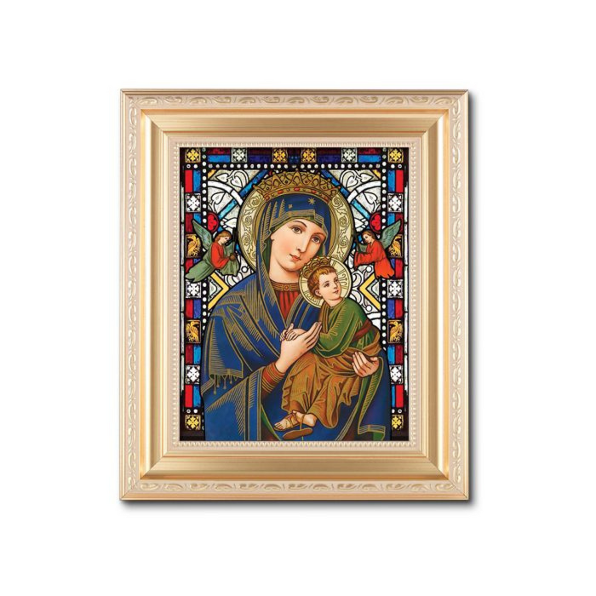 Our Lady of Perpetual Help in Satin Gold Frame — Gospa Missions