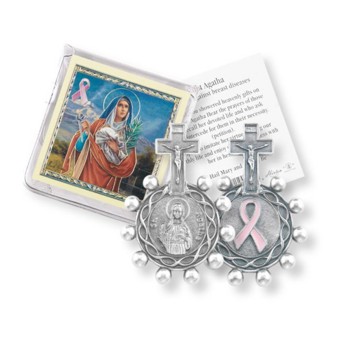 ROSARY RING & PRAYER CARD - ST AGATHA