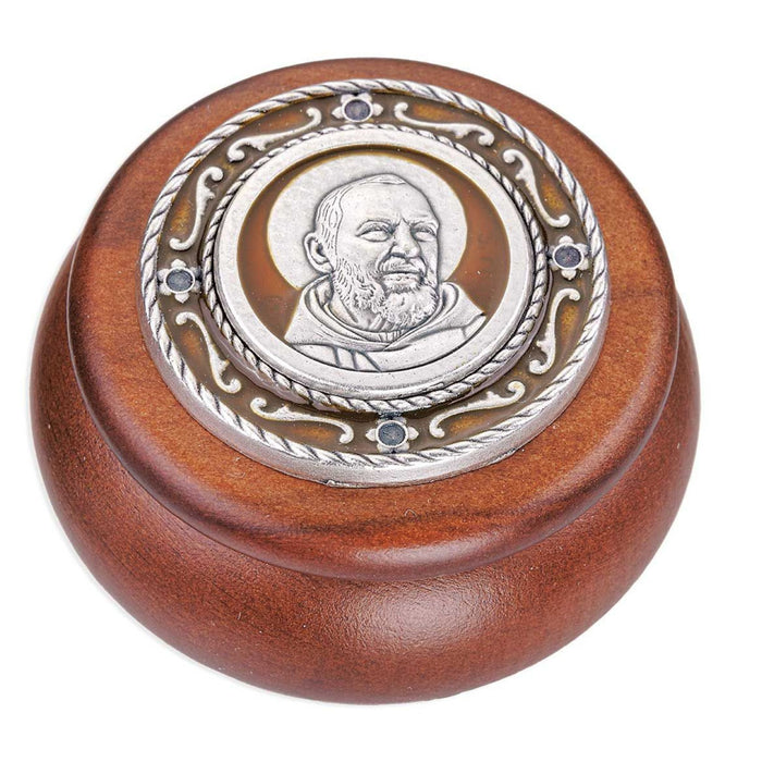 Keepsake Box Dark Wood with St. Pio
