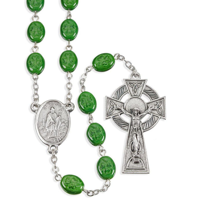 Rosary St Patrick and Flat Shamrock Beads