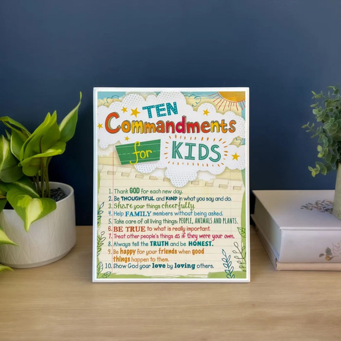 Ten Commandments for Kids Wall Plaque
