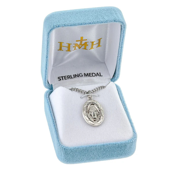 Miraculous Medal Scalloped Edge on 18" Chain
