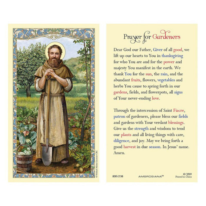 St Fiacre Holy Card