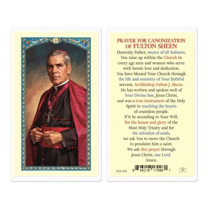 Prayer for Canonization of Fulton Sheen Holy Card