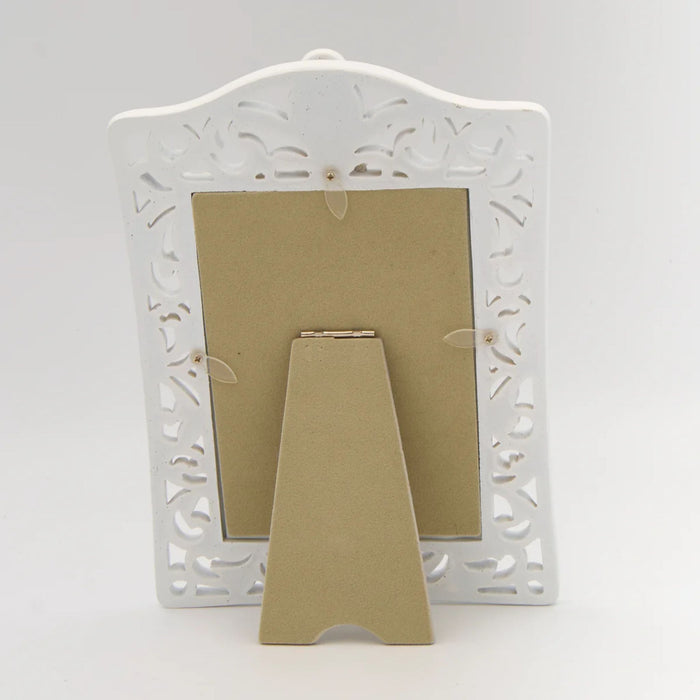 First Communion 4" x 6" Frame in White Filigree with Chalice