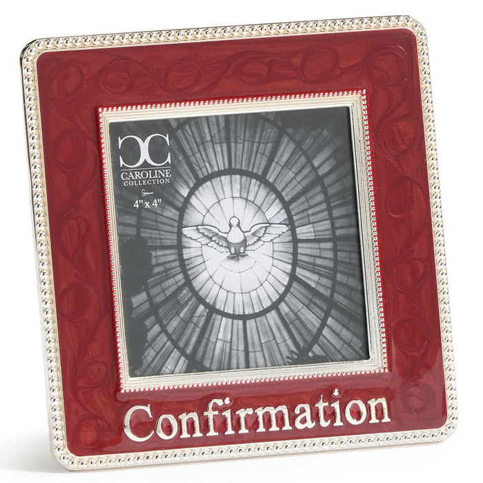 Confirmation Frame Square Red Enamel 6" High