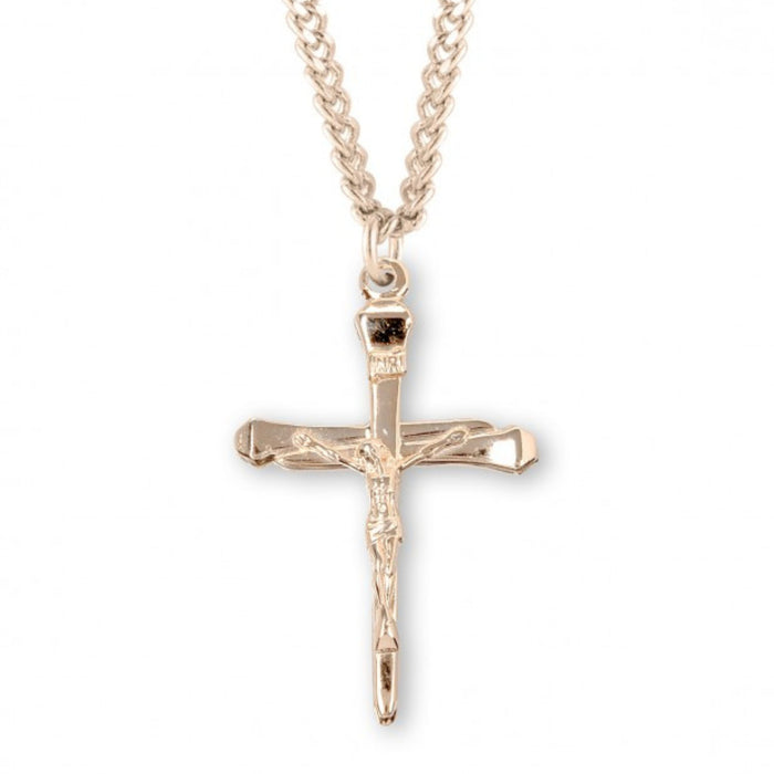 Nail Crucifix 16kt Gold Over Sterling on 24" Chain