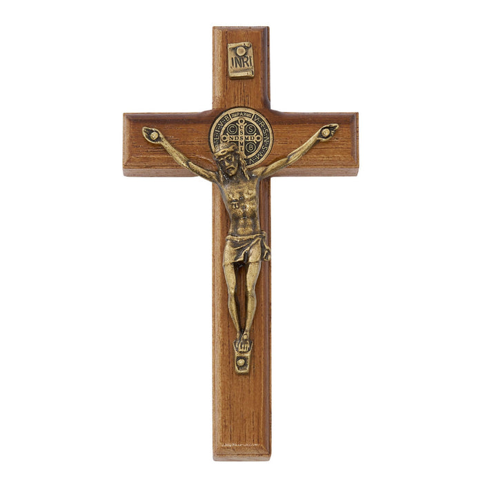 Crucifix St Benedict 4.75" Walnut