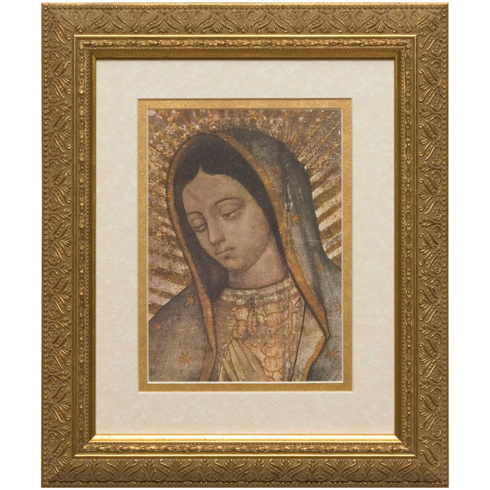 Our Lady of Guadalupe Bust Matted Gold Framed Art 8" x 10"