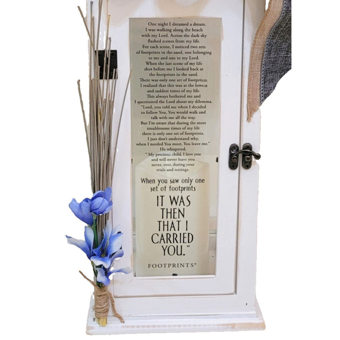 Lantern Footprints in the Sand 17" High