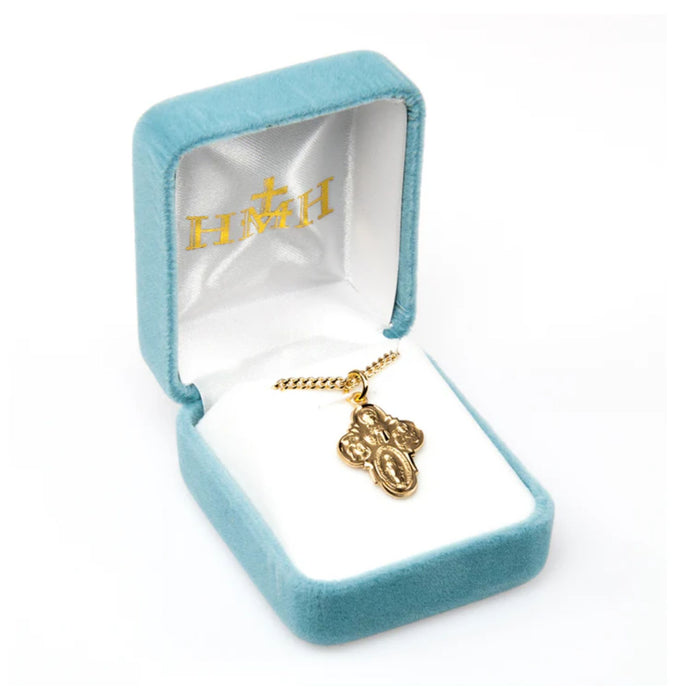 Four Way Rounded Edges Gold over Sterling on 18" Chain