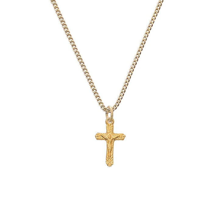 Crucifix  0.75" Gold over Sterling Silver Baroque on 13" Chain