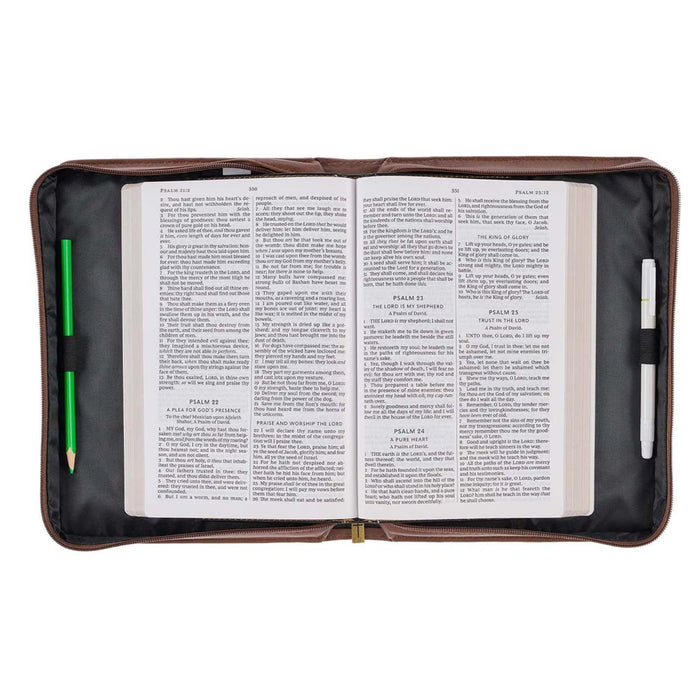Bible Cover (M) " On Wings Like Eagles" Brown