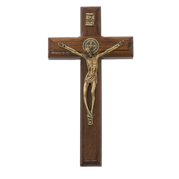 Wall Crucifix St Benedict 6.75" Walnut