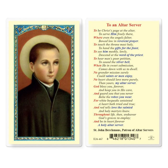 St John Berchman Altar Server Holy Card