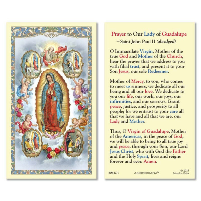 Our Lady of Guadalupe with Visions Holy Card