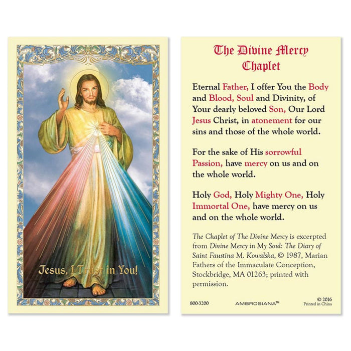 Divine Mercy Chaplet Holy Card