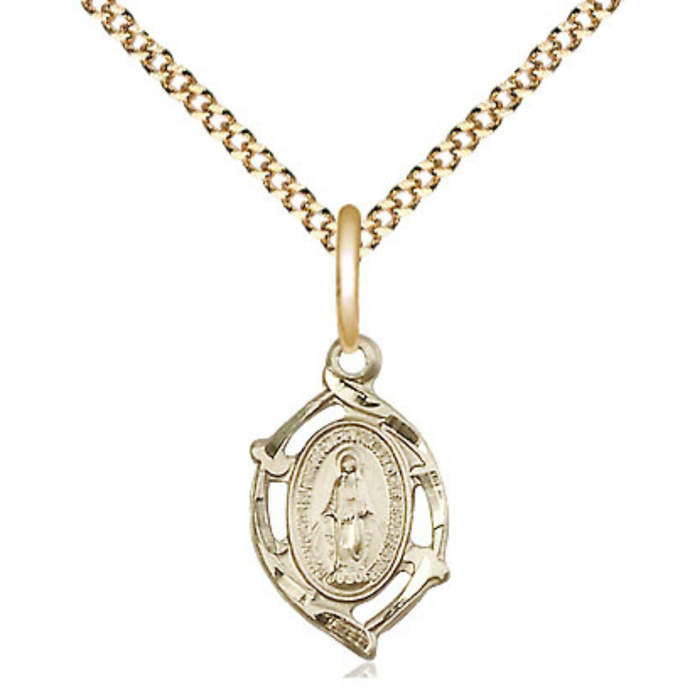 Miraculous Medal 14Kt Gold Filled  on a 13" Gold Plate Chain