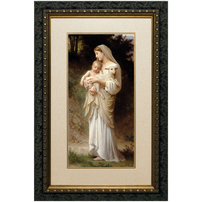 L'Innocence Matted Ornate Dark Framed Art 9" x 14"
