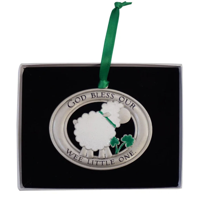Crib Medal with Lamb "God Bless"