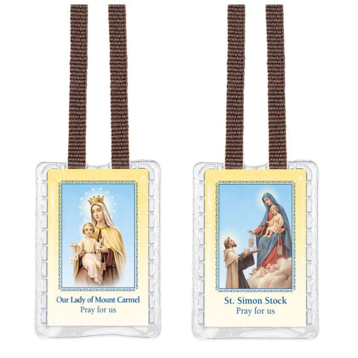 Scapular with Brown Cords Sealed in Soft Plastic Case