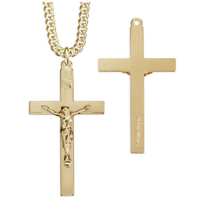 Crucifix Gold Over Sterling High Polished on 24" Chain