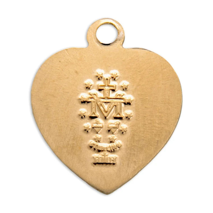 Child's Heart Shaped Miraculous Medal on 13" Chain