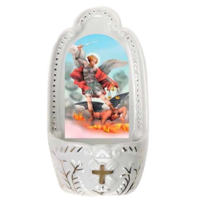 Holy Water Font St Michael 5.25" Porcelain