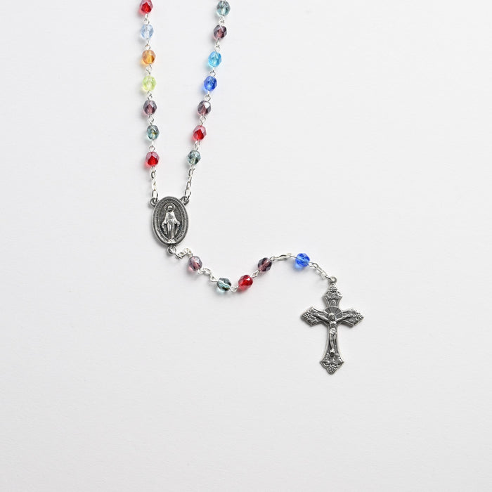 Rosary Multicolor Crystal with Blessed Mother Center