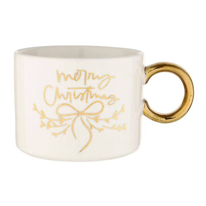 Ceramic Mug with Gold Handle - Merry Christmas