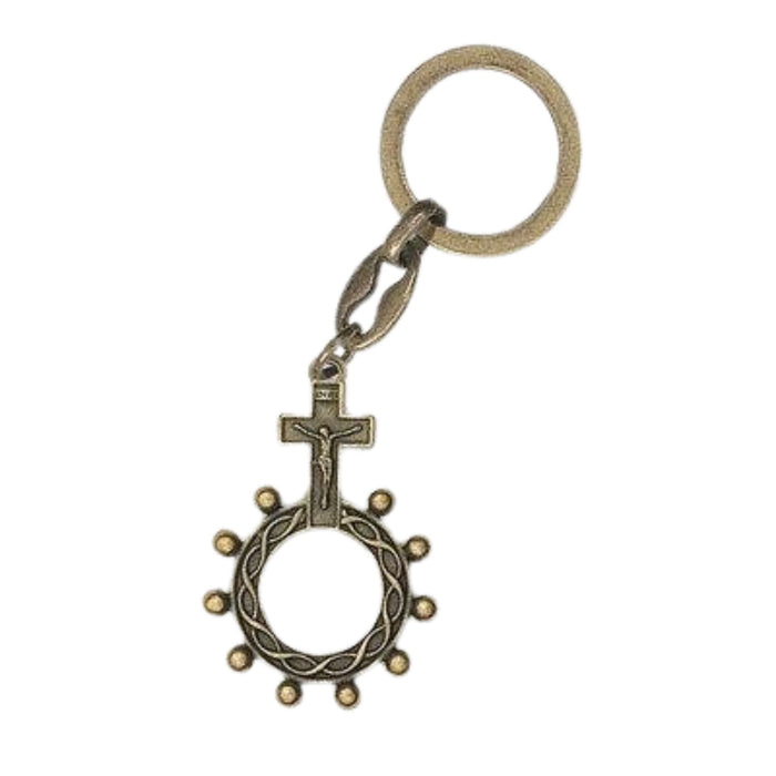 Key Chain Brass Tone Rosary Ring