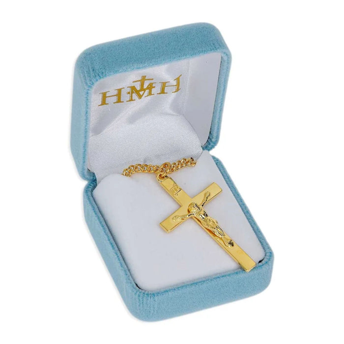 Crucifix Gold Over Sterling High Polished on 24" Chain