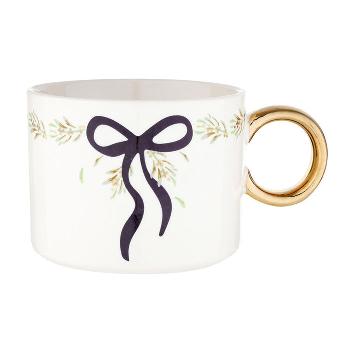Ceramic Mug with Gold Handle - Bow
