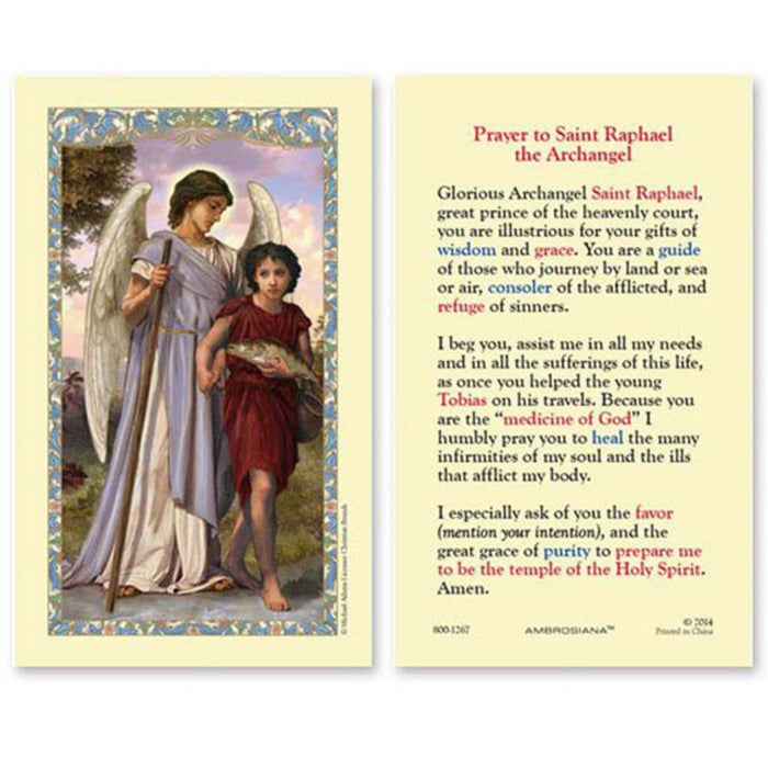 Saint Raphael Holy Card