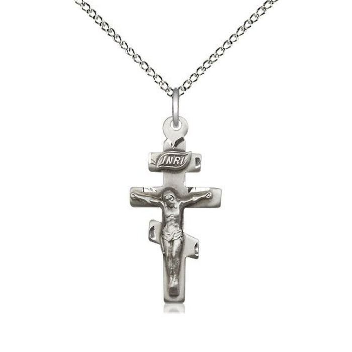 Byzantine Crucifix Sterling Silver on 20" Sterling Silver Chain