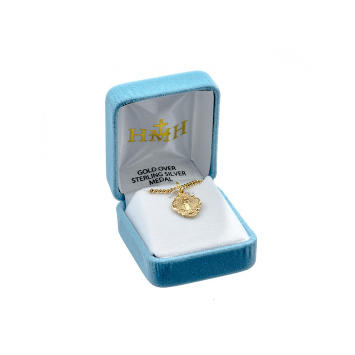 MIRACULOUS MEDAL - 16KT GOLD OVER SS -  HAIL MARY - 24" CHAIN